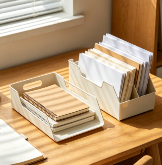 Desktop Folding File Shelf, Collapsible Letter Tray Organizer for Documents, Paper, and Notebooks