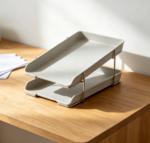 2-Tier Foldable Letter Tray Organizer, Space-Saving Paper Storage Rack for Home Office Desk