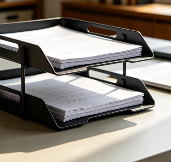 Fold-Flat Desktop File Tray, 2-Layer Collapsible Document Organizer for Office and Study