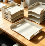 Multi-Tier Folding Letter Tray, Collapsible Office Document Organizer for Desk Storage