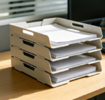 Multi-Tier Folding Letter Tray, Collapsible Office Document Organizer for Desk Storage