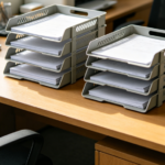 Folding A4 File Tray Organizer, Desktop Collapsible Folder Holder for Office Paper Storage