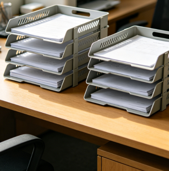 Folding A4 File Tray Organizer, Desktop Collapsible Folder Holder for Office Paper Storage