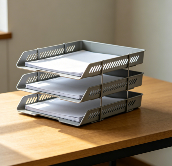 Folding A4 File Tray Organizer, Desktop Collapsible Folder Holder for Office Paper Storage