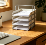 Foldable Office File Shelf, Multi-Layer Document Tray for Desktop Paper and Folder Organization