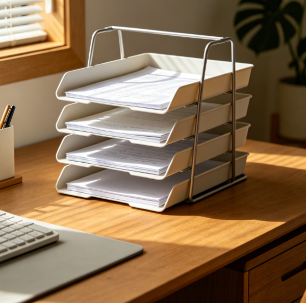 Foldable Office File Shelf, Multi-Layer Document Tray for Desktop Paper and Folder Organization