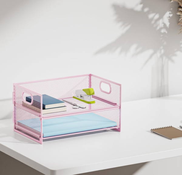 Collapsible Desk File Sorter, Folding Paper Tray Organizer for School, Office, and Home