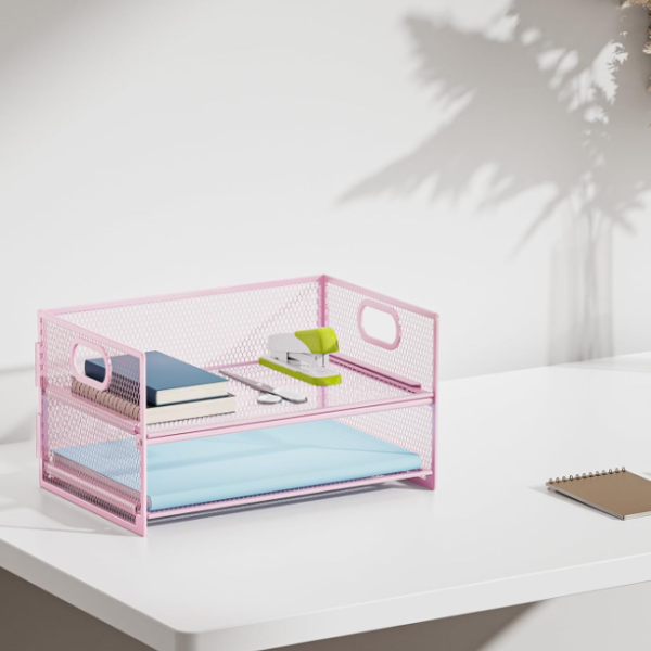 Collapsible Desk File Sorter, Folding Paper Tray Organizer for School, Office, and Home