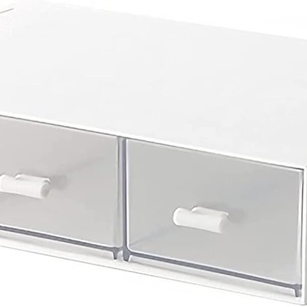 Stackable 3-Drawer Plastic Compact Desk Storage Box, Perfect for Collecting Small Items, Cosmetics, and Office Supplies, White