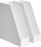 2-Pack White Rectangular Plastic Desk Organizer, Magazine and Document Rack