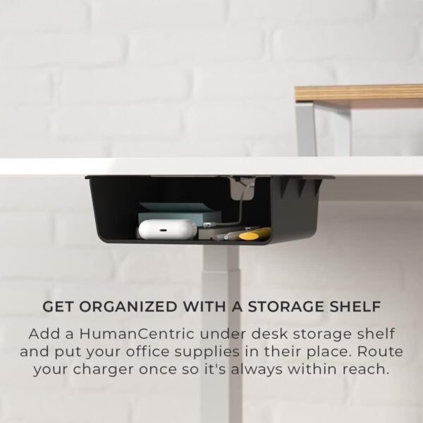 Under Desk Storage Shelf, Drawer Organizer for Office, Workstations, Tables, Sit Stand Desks, Gaming Setups, Mountable Storage Tray, Cable Management, Screw or Stick On with  Tape