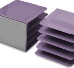 4-Section Purple Vertical Metal File Sorter, Space-Saving Desktop Organizer for Papers, Folders, and Documents