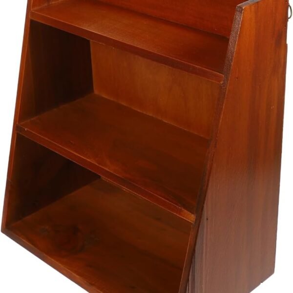 3-Tier Vintage Wooden Desktop Display Shelf, Multilayer Storage 12x6.5x13 Inches, Freestanding or Wall-Mounted for Crystals, Stones, and Essential Oils