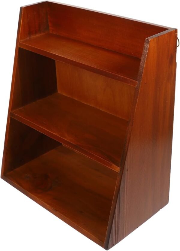 3-Tier Vintage Wooden Desktop Display Shelf, Multilayer Storage 12x6.5x13 Inches, Freestanding or Wall-Mounted for Crystals, Stones, and Essential Oils