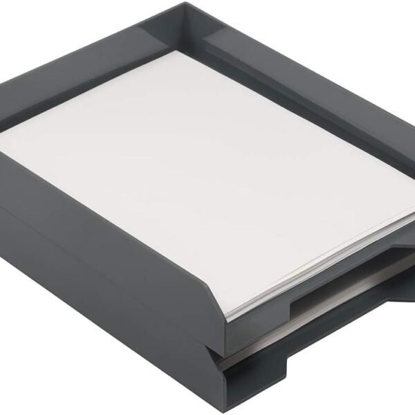 Stackable Paper Trays - Grey - Desktop Document, Letter, & File Organizer Tray - 2/Pack
