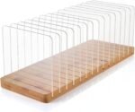 14-Compartment Wood and Acrylic Desktop File Organizer, 16.14x5.9x0.78 Inches, Mail Sorter Stand for Office