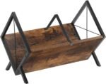 1-Tier Rustic Brown Vinyl Record Storage Rack, Holds 80-100 LPs, Quick-Assembly Retro Style Organizer for Magazines, Books, Files, and Albums