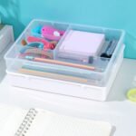 Desk Drawer Organizer Tray Storage Box for Office Makeup Stationery, ABS Material White Suitable for Bathroom (Clear)