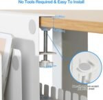 Under-Desk Laptop Mount and Side Hanging File Organizer, No-Drill Clamp-On Cable Management Tray, Includes Magnetic Pen Holder, Supports 22 Lbs, for Office and Home