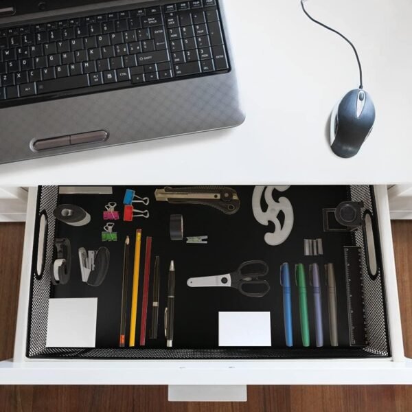 Desk Drawer Organizer, A4 Large Metal Mesh Desk Rrganizer Tray, Versatile Storage Box Set for Office Supplies,13 x 9 inches