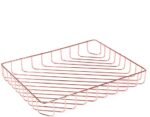 Rose Gold File Organizer for Desk Letter Size Desk Paper Organizer Trays Large Capacity Metal File Organizer Paper Tray Wire Basket Bins for Office Desktop,12.5" x 9.4" x 1.9"