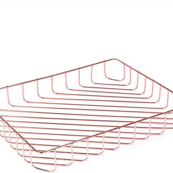 Rose Gold File Organizer for Desk Letter Size Desk Paper Organizer Trays Large Capacity Metal File Organizer Paper Tray Wire Basket Bins for Office Desktop,12.5" x 9.4" x 1.9"