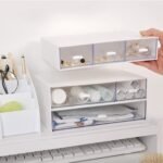 Stackable 3-Drawer Plastic Compact Desk Storage Box, Perfect for Collecting Small Items, Cosmetics, and Office Supplies, White