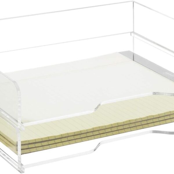Premium Clear Acrylic Stackable Office Desk Paper Tray Document Letter Sorter, Desktop File Folder Mail Stationery Storage Organizer Stacking Rack, Set of 2