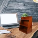 3-Tier Vintage Wooden Desktop Display Shelf, Multilayer Storage 12x6.5x13 Inches, Freestanding or Wall-Mounted for Crystals, Stones, and Essential Oils