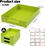 3 Pack Desk Letter Tray, Plastic Stackable File Document Organizer Book Stationery Storage Rack Office Desktop File Paper Holder Anti-Skid Stacking File Support for Office School
