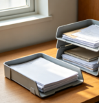 Collapsible Office File Tray with Open Front Design, Desktop Folder Organizer for A4 Documents