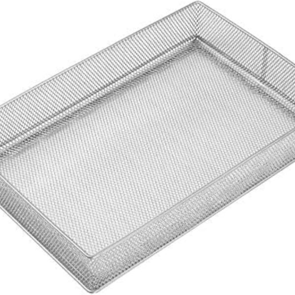 Silver Mesh Drawer Organizer and Storage for Kitchen Drawers, Serves as School Supply Holder, Office Desktop Organizer Basket, Makeup and Craft Supplies Organization, (1 Unit, 8x12x2 Inch)