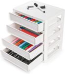 4-Drawer White Plastic Desktop Storage Bin, Compact Organizer for Countertop, Makeup, Stationery, Art Crafts, and Bathroom Accessories