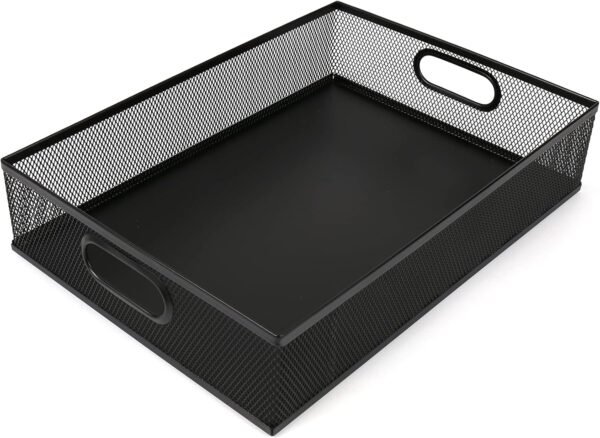 Desk Drawer Organizer, A4 Large Metal Mesh Desk Rrganizer Tray, Versatile Storage Box Set for Office Supplies,13 x 9 inches