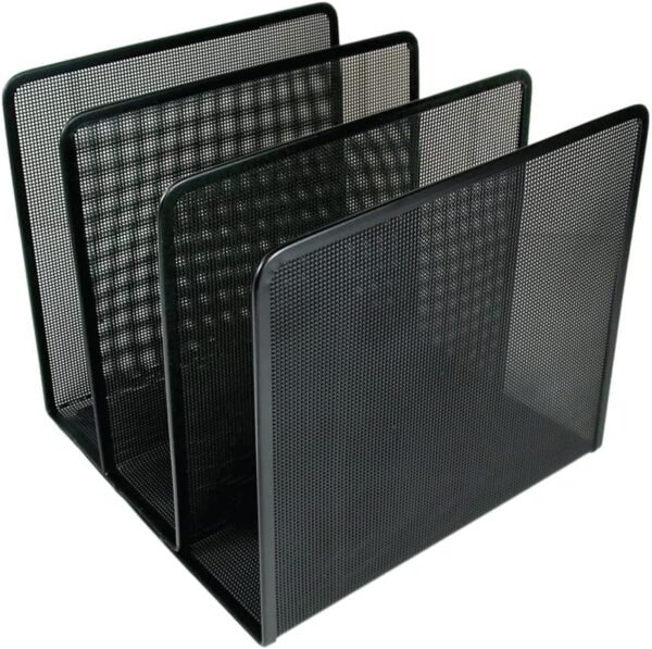 Contemporary Black Mesh Metal Desktop File Sorter, Artistic Design for Neat Organization in Office, School, and Home