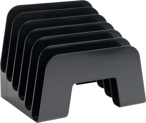 6-Compartment Black Incline Desktop Step File Sorter