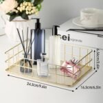 Wire Mesh Baskets, 9.6 x 6.5in Golden Desktop Metal Storage Basket Iron Grid Storage Tray Net Basket Storage Bins for Cosmetic Stationery