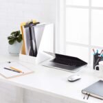 2-Pack White Rectangular Plastic Desk Organizer, Magazine and Document Rack