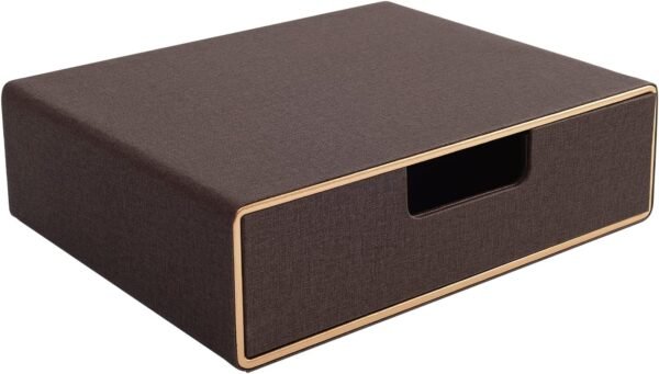 Stackable Organizer Drawer Classic Brown Pu Leather Handmade,Organize Office Desk Accessories and Sort Letter-Size Paper/a4 Document,Desk Caddy with Drawers Storage Box,13.1x10x3.7inches