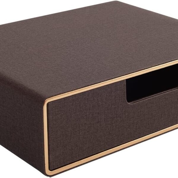 Stackable Organizer Drawer Classic Brown Pu Leather Handmade,Organize  Office Desk Accessories and Sort Letter-Size Paper/a4 Document,Desk Caddy with Drawers Storage Box,13.1x10x3.7inches