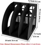 Sturdy Black Plastic Magazine and Binder Holder, Desk File Sorter with Bookshelf Dividers, Vertical Storage Rack for Office, School, and Home