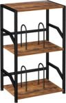 3-Tier Rustic Brown Record Player Stand, Vinyl Storage for Up to 200 Albums, End Table with Removable Dividers for Living Room and Bedroom