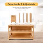 3-Tier Natural Bamboo Desk Organizer with File Holder, Adjustable Pen Storage, Desktop Letter Paper Tray for Workplace, Home, and School