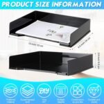 4 Pcs Stackable Rectangular Plastic Letter Trays, 13 x 9.5 x 2.6 Inch Desktop Paper Holder and File Organizer Rack for Office Desk Drawers
