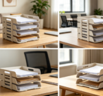 Multi-Layer Folding File Organizer Tray, Desktop Paper Holder for Mail, Bills, and Folders