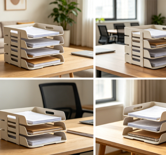 Multi-Layer Folding File Organizer Tray, Desktop Paper Holder for Mail, Bills, and Folders