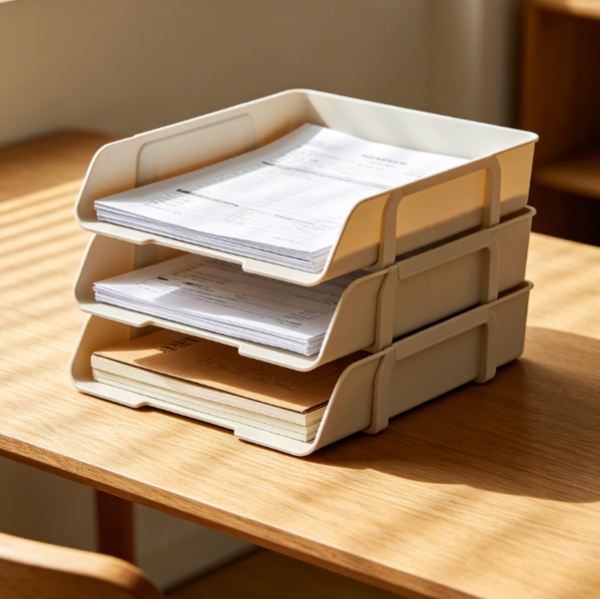 Multi-Layer Folding File Organizer Tray, Desktop Paper Holder for Mail, Bills, and Folders