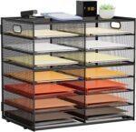 8-Tier Black Mesh Desktop Literature Organizer, File Sorter and Mail Center Cabinet for Office, Home, and School Classroom