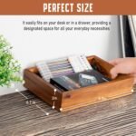 Acacia Wood Desk Organizer Tray - 9.5x6.7x2 Inch Letter & Stationery Holder for Office, Entryway, Desktop - Natural Wood Catchall for Pens, Mail, Keys