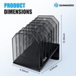 7-Section Inclined Metal Wire Mesh Desktop File Organizer, Vertical Folder Holder Rack for Office, School, Classroom, and Home, Black